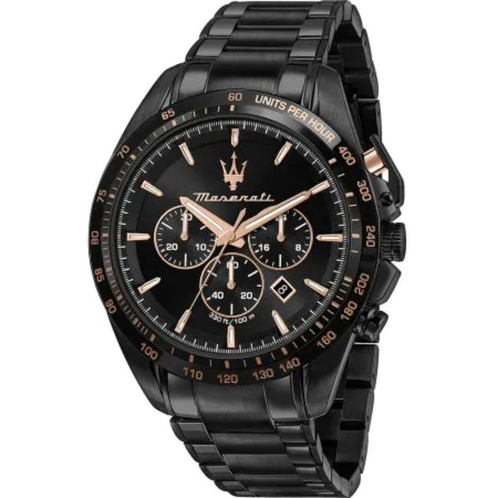 Maserati Traguardo Chronograph Black & Rose Gold - R8873612048 - Authentic