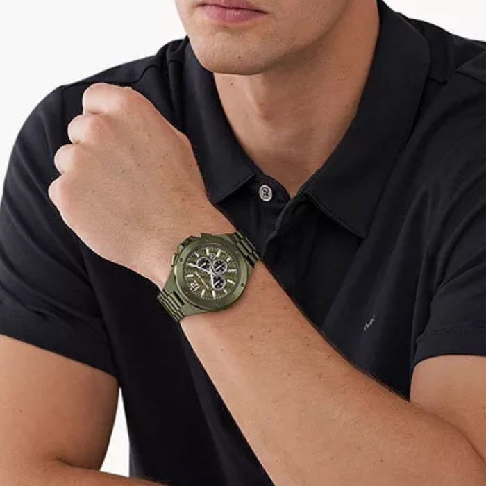 Michael Kors Lennox Chronograph Olive Stainless Steel Watch - MK9103 Authentic