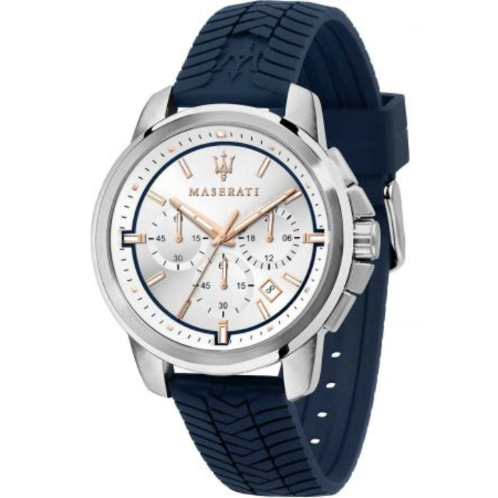 Maserati Traguardo Chronograph Watch with Blue Silicone Strap - R8871621013 - Authentic