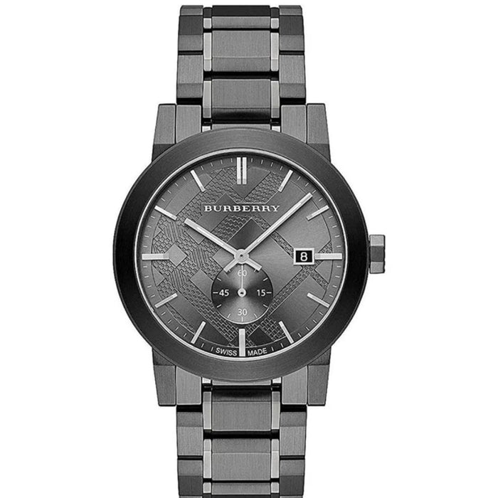 Burberry Men's Black Stainless Steel Watch with Grey Check Dial - BU9902 - Authentic