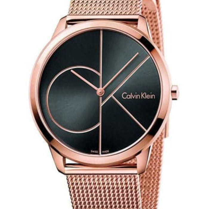Calvin Klein Iconic Mesh Rose Gold Black Dial Watch - K2M21621 - Authentic