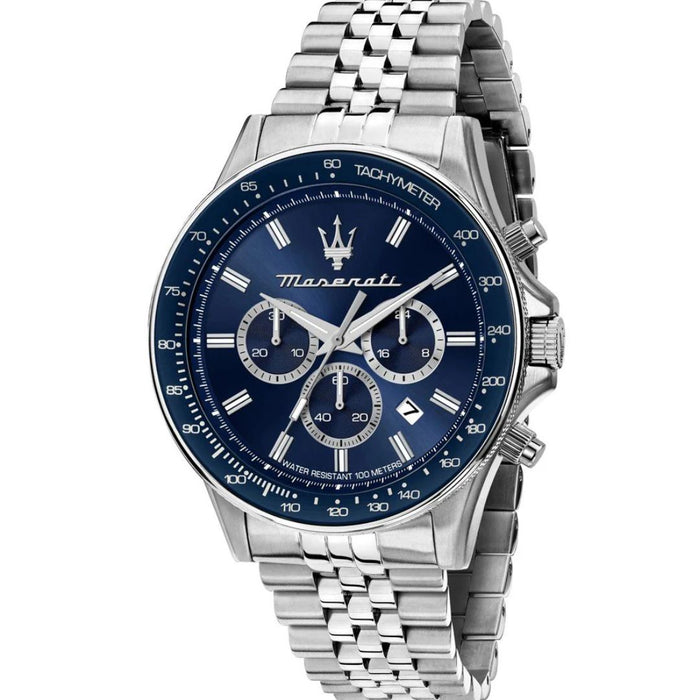 Maserati Sfida Chronograph,  Blue Dial & Steel Bracelet - R8873640025 - Authentic