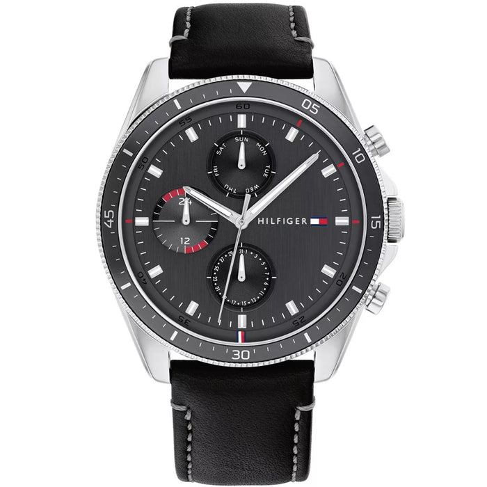 Tommy Hilfiger Multi-Function Chronograph Watch with Black Leather Strap - 1791838 - Authentic