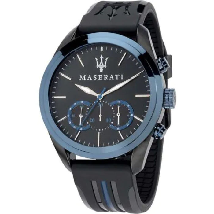Maserati Men's Blue Chronograph Watch with Black Rubber Strap - R8871612006 - Authentic
